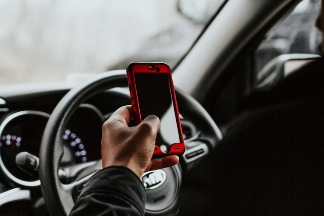 Person texting while driving