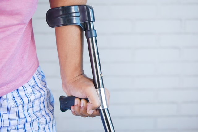 Person using a crutch