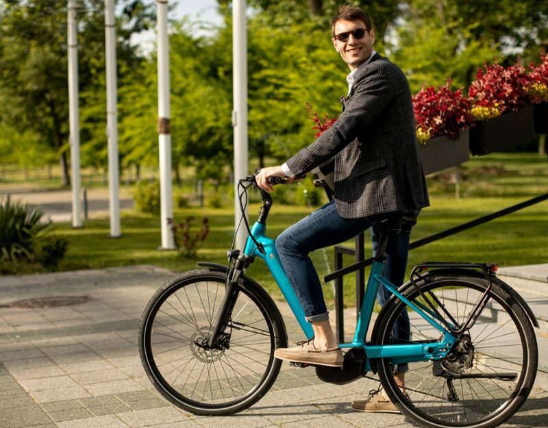 Man riding an e-bike